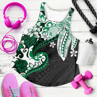 Monstera Plumeria Flowers Green Women Racerback Tank Polynesian Pattern LT01 Green - Polynesian Pride