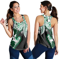 Monstera Plumeria Flowers Green Women Racerback Tank Polynesian Pattern LT01 - Polynesian Pride