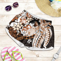 Monstera Plumeria Flowers Orange Shorts for Women Polynesian Pattern LT01 Orange - Polynesian Pride
