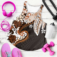 Monstera Plumeria Flowers Orange Women Racerback Tank Polynesian Pattern LT01 Orange - Polynesian Pride