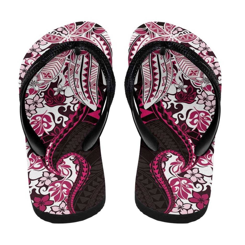 Monstera Plumeria Flowers Pink Flip Flops Polynesian Pattern LT01 - Polynesian Pride