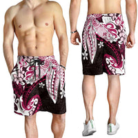 Monstera Plumeria Flowers Pink Shorts for Men Polynesian Pattern LT01 - Polynesian Pride