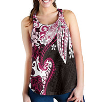 Monstera Plumeria Flowers Pink Women Racerback Tank Polynesian Pattern LT01 - Polynesian Pride