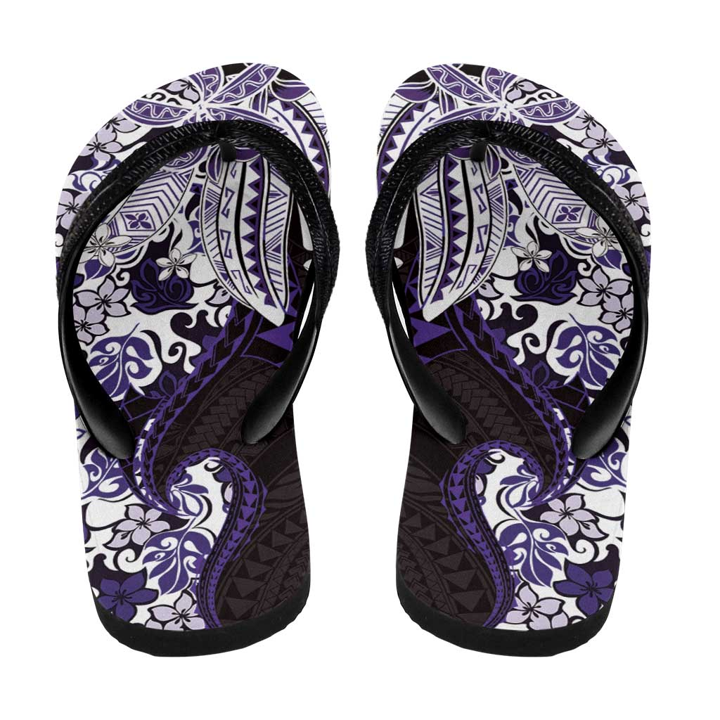 Monstera Plumeria Flowers Purple Flip Flops Polynesian Pattern LT01 - Polynesian Pride