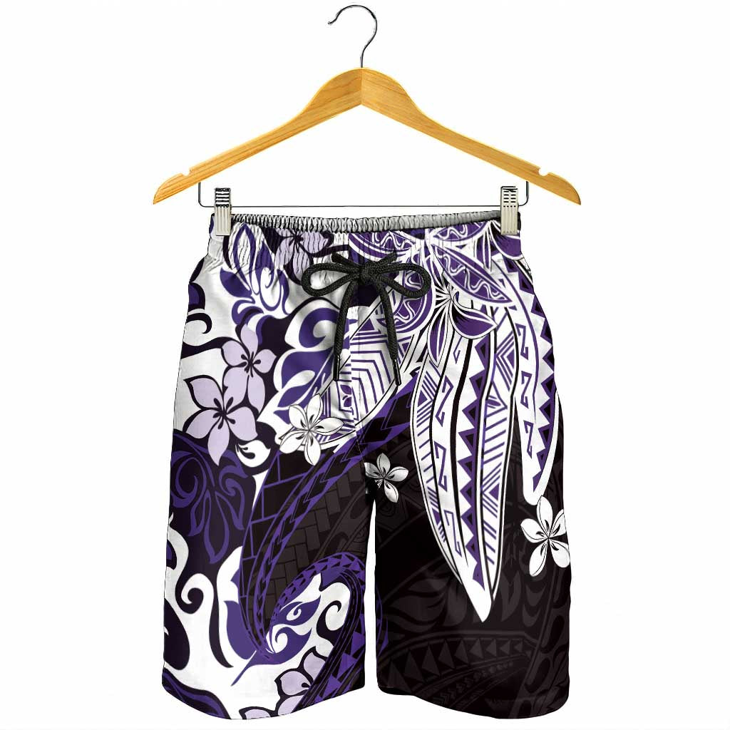 Monstera Plumeria Flowers Purple Shorts for Men Polynesian Pattern LT01 - Polynesian Pride