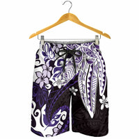 Monstera Plumeria Flowers Purple Shorts for Men Polynesian Pattern LT01 - Polynesian Pride