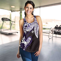 Monstera Plumeria Flowers Purple Women Racerback Tank Polynesian Pattern LT01 - Polynesian Pride