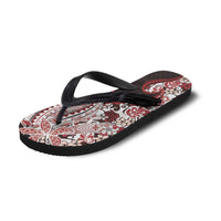 Monstera Plumeria Flowers Red Flip Flops Polynesian Pattern LT01 - Polynesian Pride