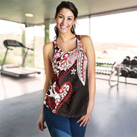 Monstera Plumeria Flowers Red Women Racerback Tank Polynesian Pattern LT01 - Polynesian Pride