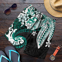 Monstera Plumeria Flowers Teal Shorts for Men Polynesian Pattern LT01 Teal - Polynesian Pride