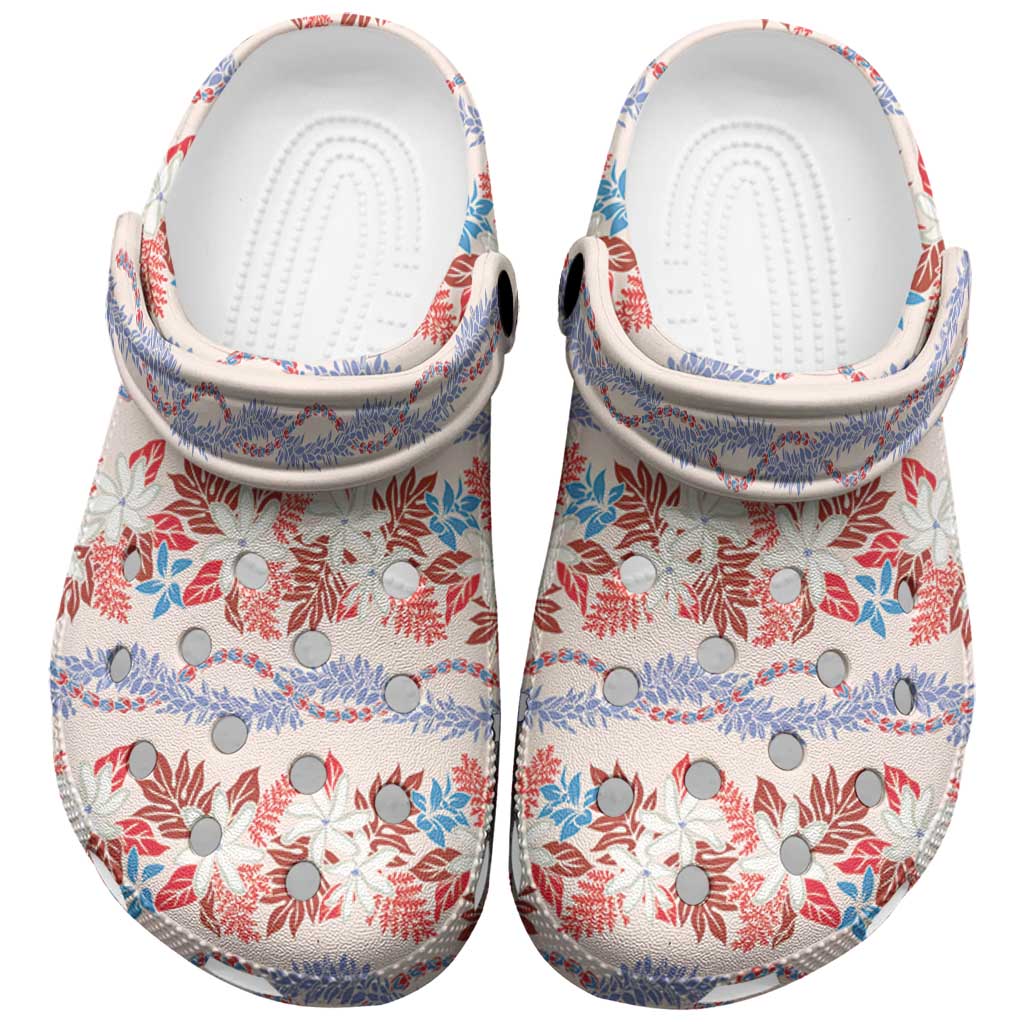 Monstera Tiare Plumeria Lei Pattern Clogs Shoes Red Version