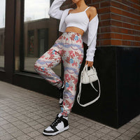 Monstera Tiare Plumeria Lei Pattern Jogger Pants Red Version