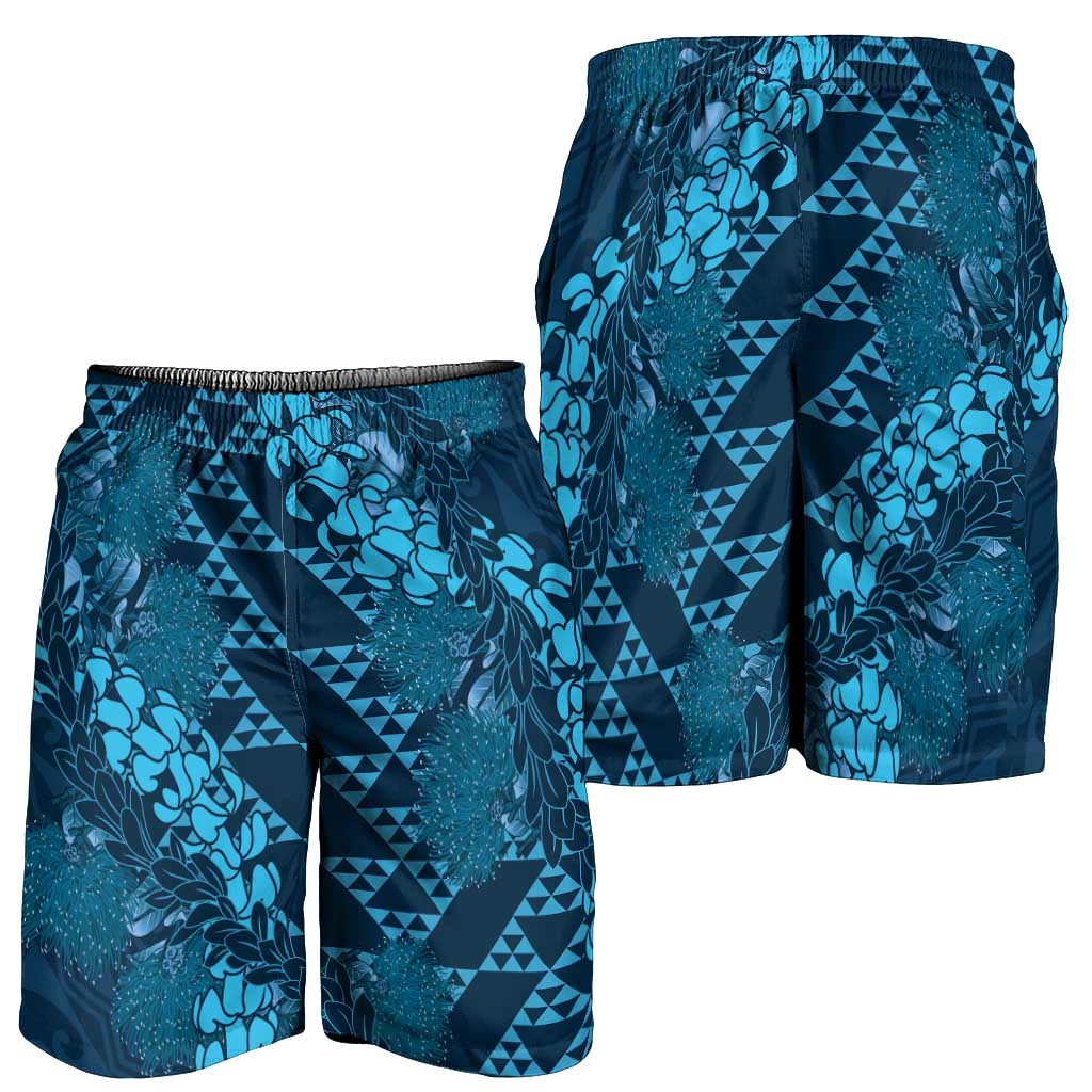 Naval Night Aloha Hawaii Shorts for Men Hawaiian Kakau Ohia Lehua Lei - Polynesian Pride
