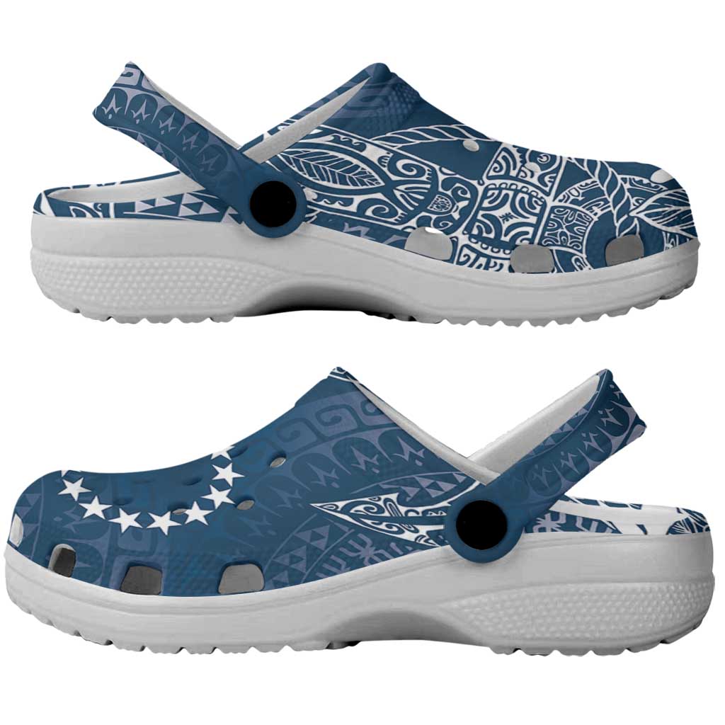 Navy Kuki Airani Tapakau Clogs Shoes Tribal Anchor Mix Tiare LT7 - Polynesian Pride