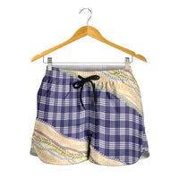 Navy Palaka Hawaii Leis Elegant Vibes Shorts for Women LT14 - Polynesian Pride