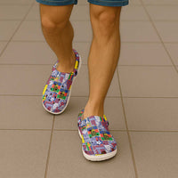 New Caledonia Joyeux Noel Clogs Shoes Pacific Patchwork Xmas Vibes - Polynesian Pride