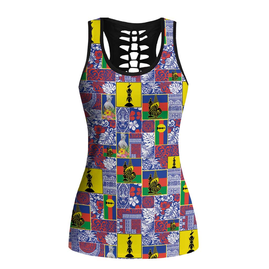New Caledonia Joyeux Noel Hollow Tank Top Pacific Patchwork Xmas Vibes LT9 Female Blue - Polynesian Pride