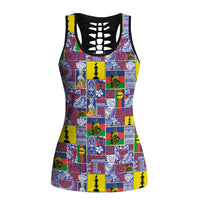 New Caledonia Joyeux Noel Hollow Tank Top Pacific Patchwork Xmas Vibes LT9 Female Blue - Polynesian Pride