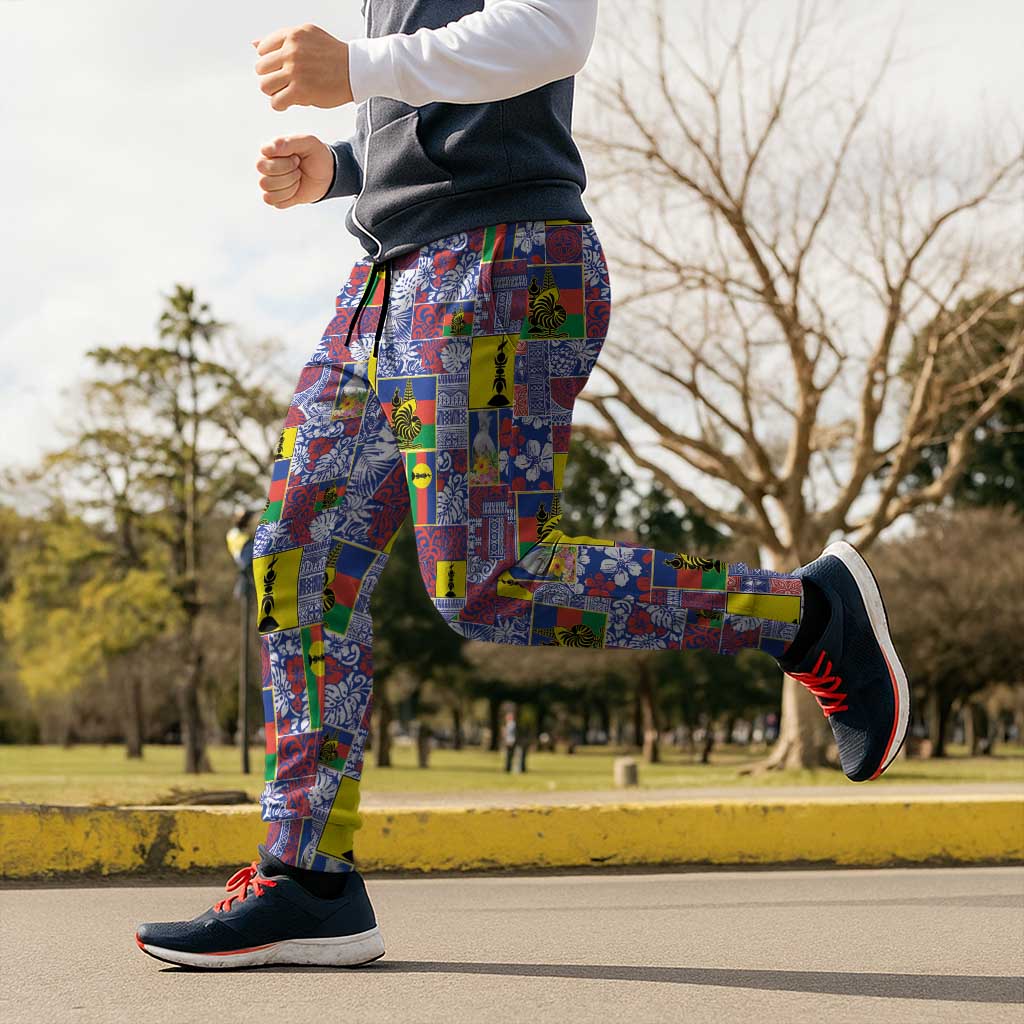 New Caledonia Joyeux Noel Jogger Pants Pacific Patchwork Xmas Vibes - Polynesian Pride