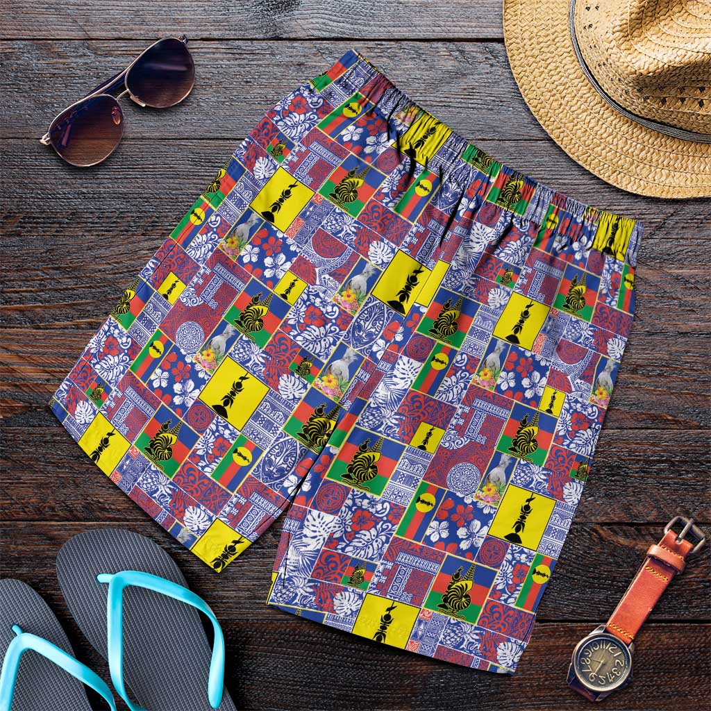 New Caledonia Joyeux Noel Shorts for Men Pacific Patchwork Xmas Vibes LT9 Blue - Polynesian Pride