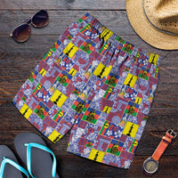 New Caledonia Joyeux Noel Shorts for Men Pacific Patchwork Xmas Vibes LT9 Blue - Polynesian Pride