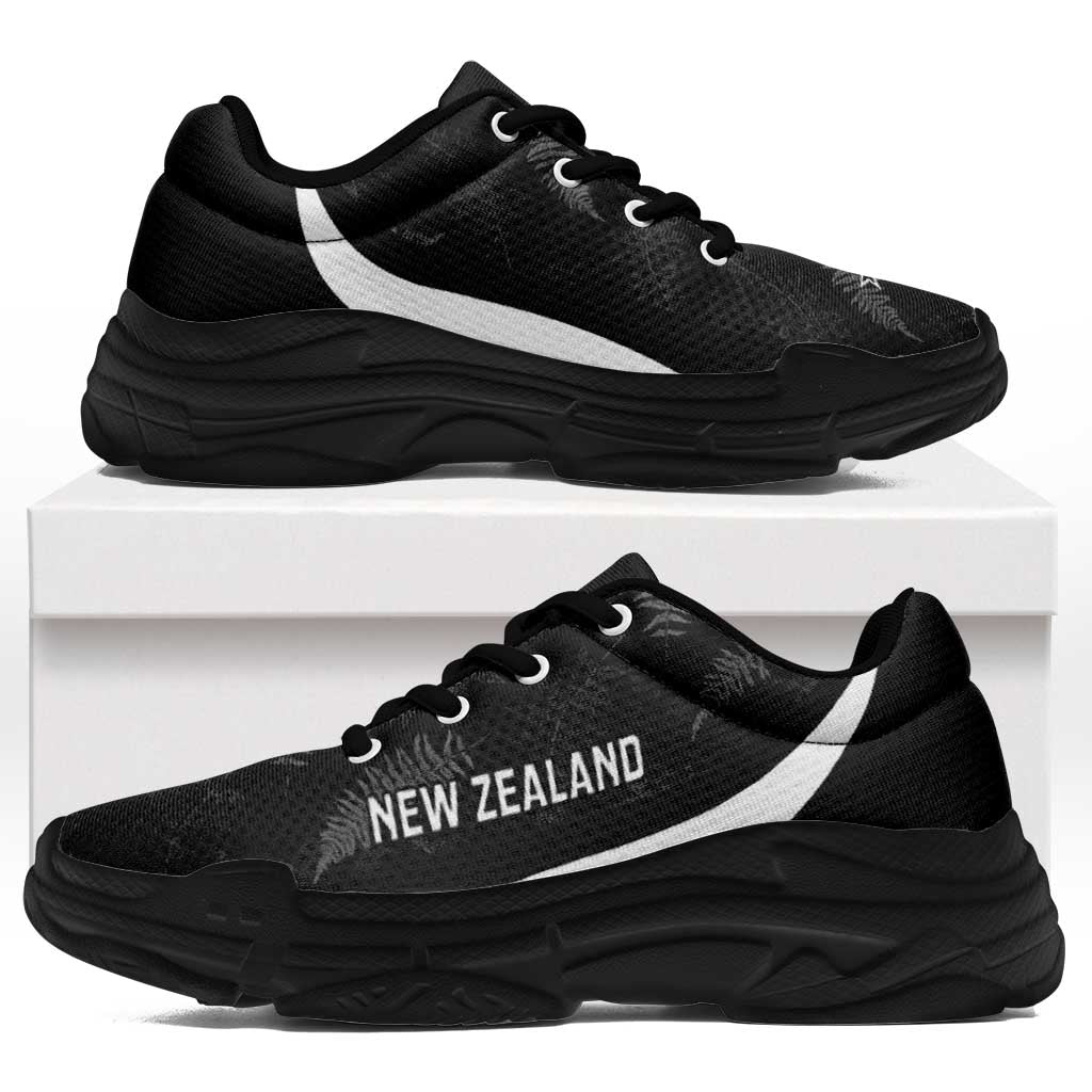 New Zealand 2026 Football Chunky Sneakers Go All White Silver Fern Curve Stylized - Polynesian Pride