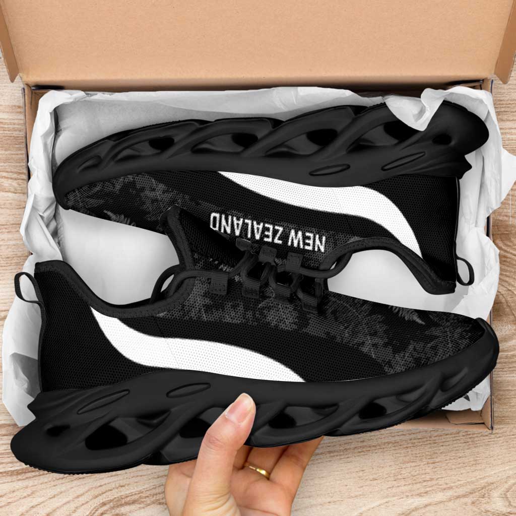 New Zealand 2026 Football Clunky Sneakers Go All White Silver Fern Curve Stylized - Polynesian Pride