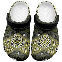 New Zealand Aotearoa Clogs Shoes Yellow Taniko Art Maori Pattern - Polynesian Pride