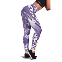 New Zealand Aotearoa Darts Masters Leggings Maori Art Tattoo with Tribal Dart Symbol Purple - Polynesian Pride
