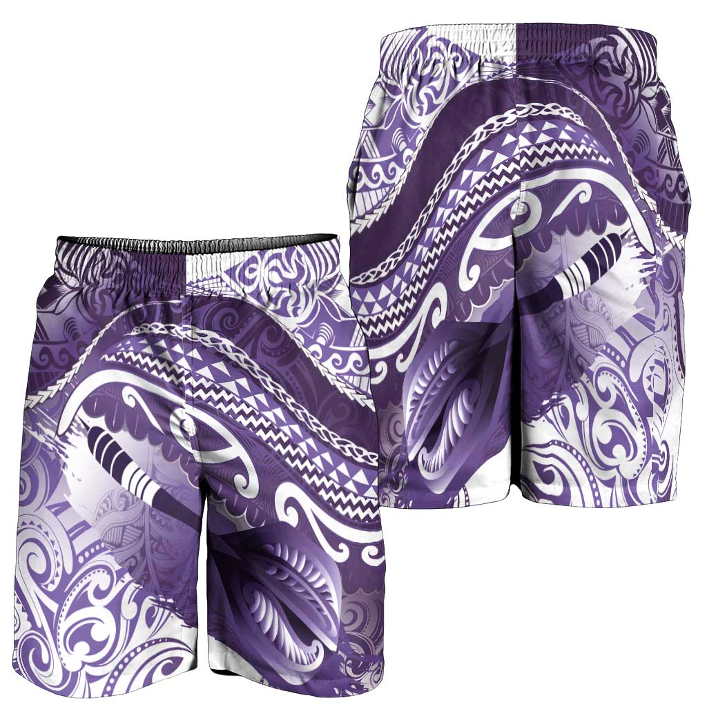 New Zealand Aotearoa Darts Masters Shorts for Men Maori Art Tattoo with Tribal Dart Symbol Purple - Polynesian Pride
