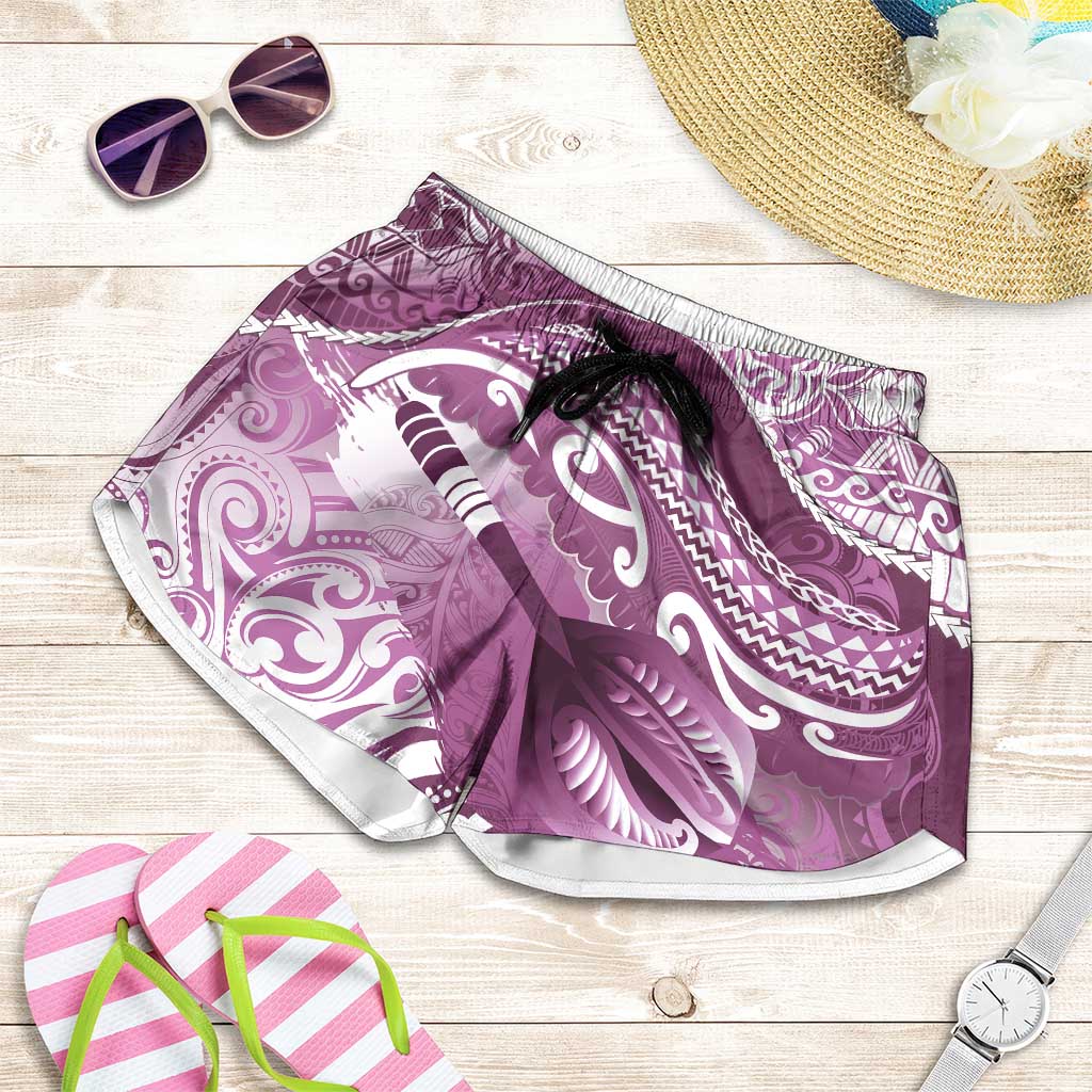 New Zealand Aotearoa Darts Masters Shorts for Women Maori Art Tattoo with Tribal Dart Symbol Pink - Polynesian Pride