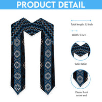 New Zealand Aotearoa Graduation Stole Blue Poutama With Taniko Pattern LT05 - Polynesian Pride