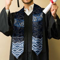 New Zealand Aotearoa Graduation Stole Blue Taniko Art Maori Pattern LT05 - Polynesian Pride