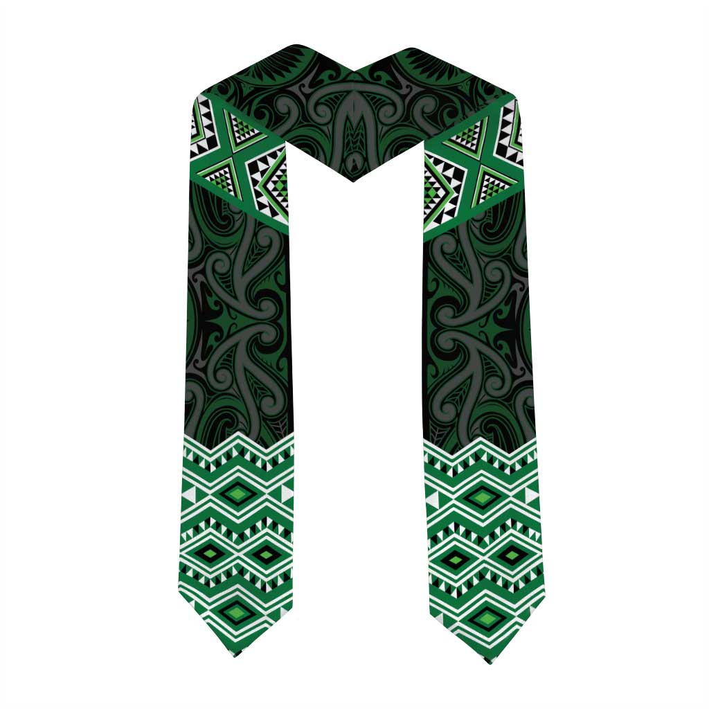 New Zealand Aotearoa Graduation Stole Green Taniko Art Maori Pattern LT05 - Polynesian Pride