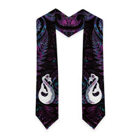 New Zealand Aotearoa Graduation Stole Maori Manaia Paua Shell Glitter Purple LT05 - Polynesian Pride