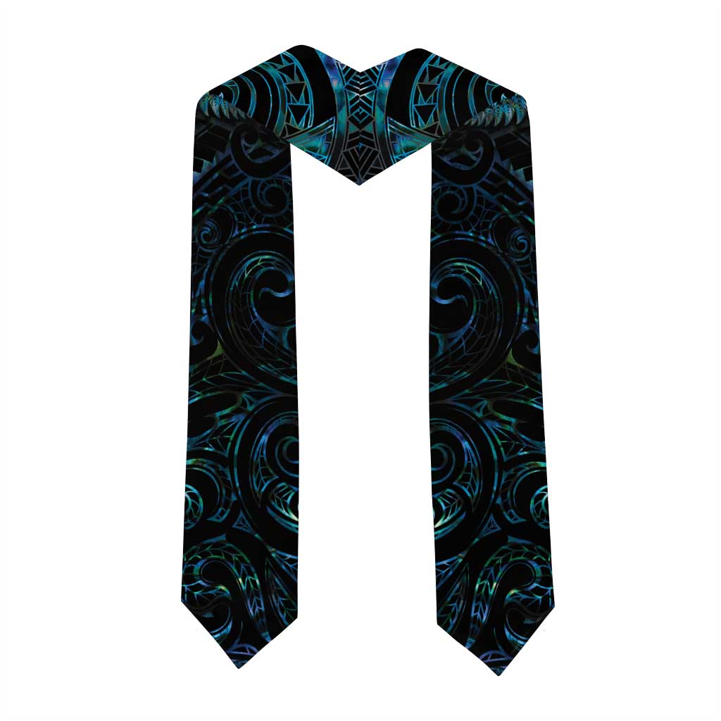 New Zealand Aotearoa Graduation Stole Maori Manaia Paua Shell Glitter Turquoise LT05 - Polynesian Pride
