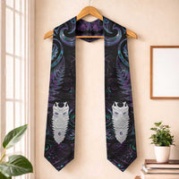 New Zealand Aotearoa Graduation Stole Maori Tane Te Waiora Paua Shell Glitter Purple LT05 One Size Purple - Polynesian Pride