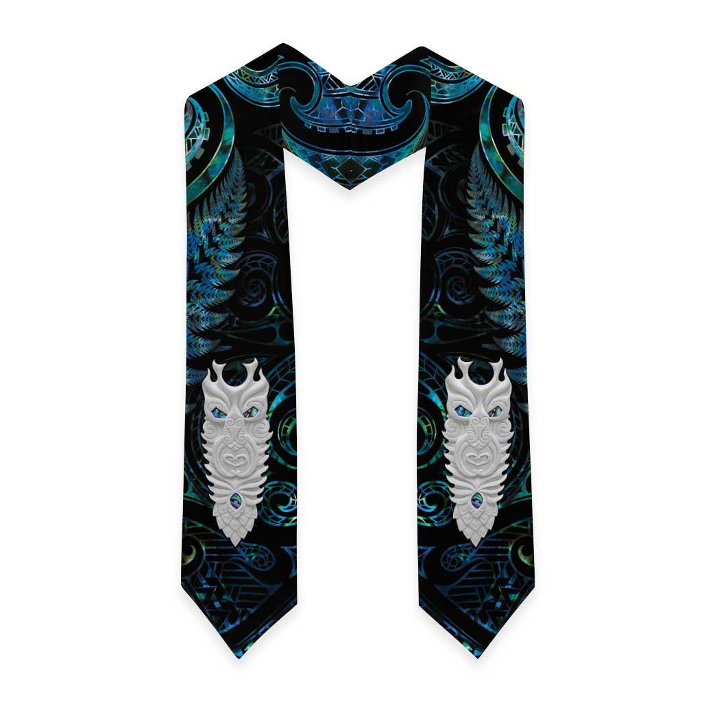 New Zealand Aotearoa Graduation Stole Maori Tane Te Waiora Paua Shell Glitter Turquoise