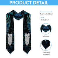 New Zealand Aotearoa Graduation Stole Maori Tane Te Waiora Paua Shell Glitter Turquoise