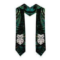 New Zealand Aotearoa Graduation Stole Maori Wheku Paua Shell Glitter Green LT05 - Polynesian Pride