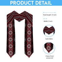 New Zealand Aotearoa Graduation Stole Red Poutama With Taniko Pattern LT05 - Polynesian Pride