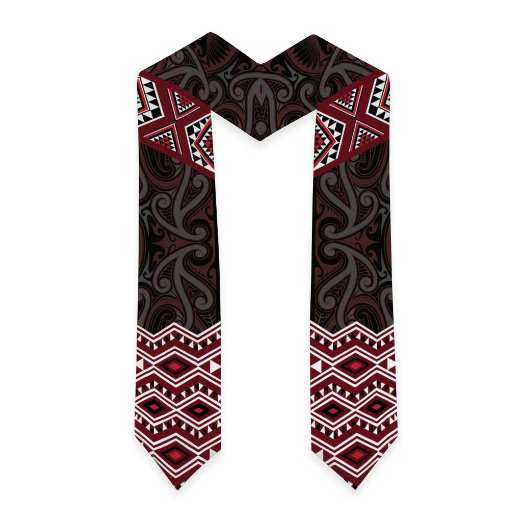 New Zealand Aotearoa Graduation Stole Red Taniko Art Maori Pattern LT05 - Polynesian Pride