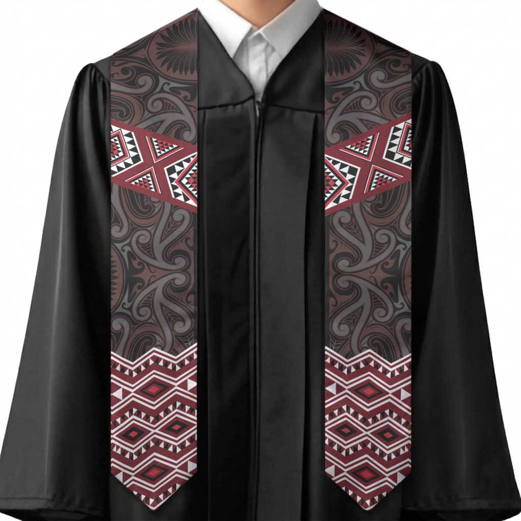 New Zealand Aotearoa Graduation Stole Red Taniko Art Maori Pattern LT05 - Polynesian Pride