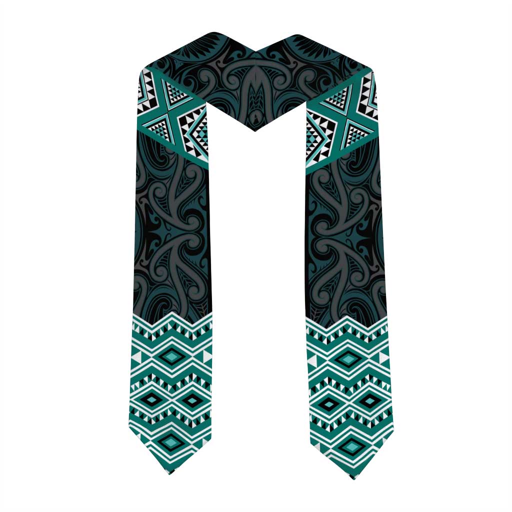 New Zealand Aotearoa Graduation Stole Turquoise Taniko Art Maori Pattern LT05 - Polynesian Pride