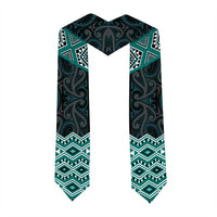 New Zealand Aotearoa Graduation Stole Turquoise Taniko Art Maori Pattern LT05 - Polynesian Pride