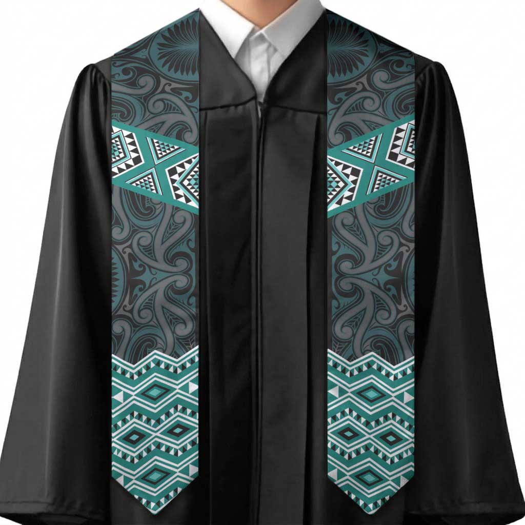 New Zealand Aotearoa Graduation Stole Turquoise Taniko Art Maori Pattern LT05 - Polynesian Pride