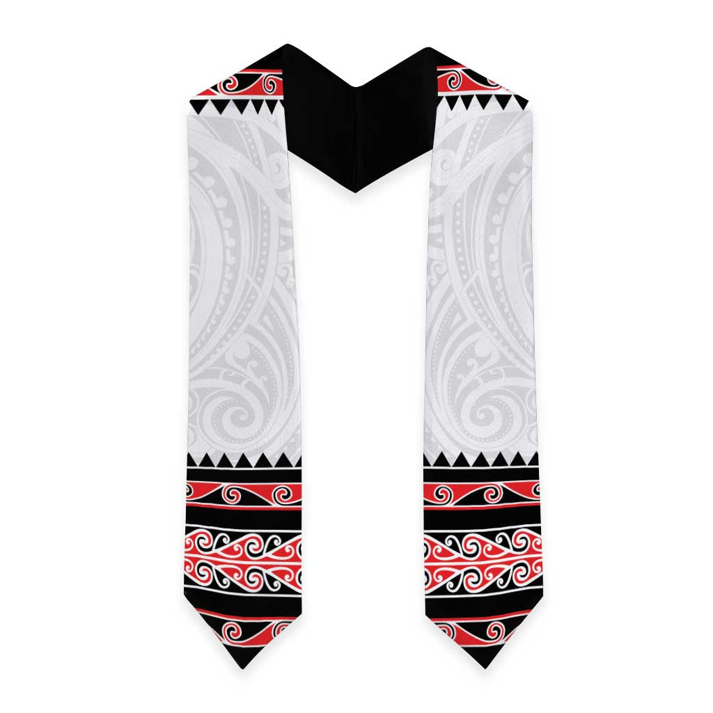 New Zealand Aotearoa Graduation Stole With Kowhaiwhai Pattern Red Version LT05 - Polynesian Pride