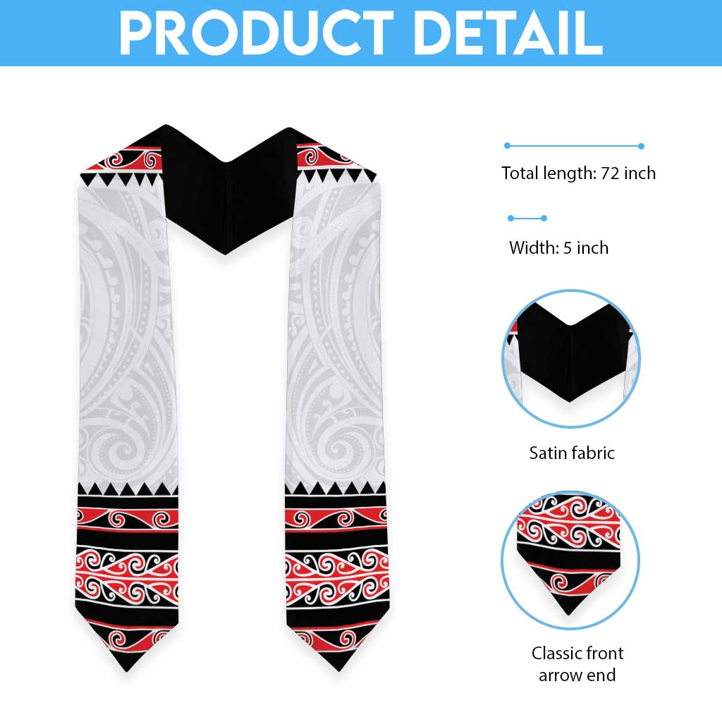 New Zealand Aotearoa Graduation Stole With Kowhaiwhai Pattern Red Version LT05 - Polynesian Pride