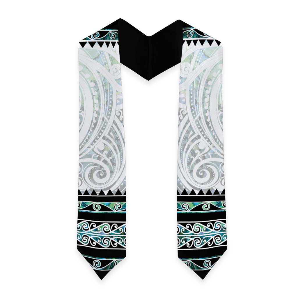 New Zealand Aotearoa Graduation Stole With Paua Shell Kowhaiwhai Pattern LT05 - Polynesian Pride