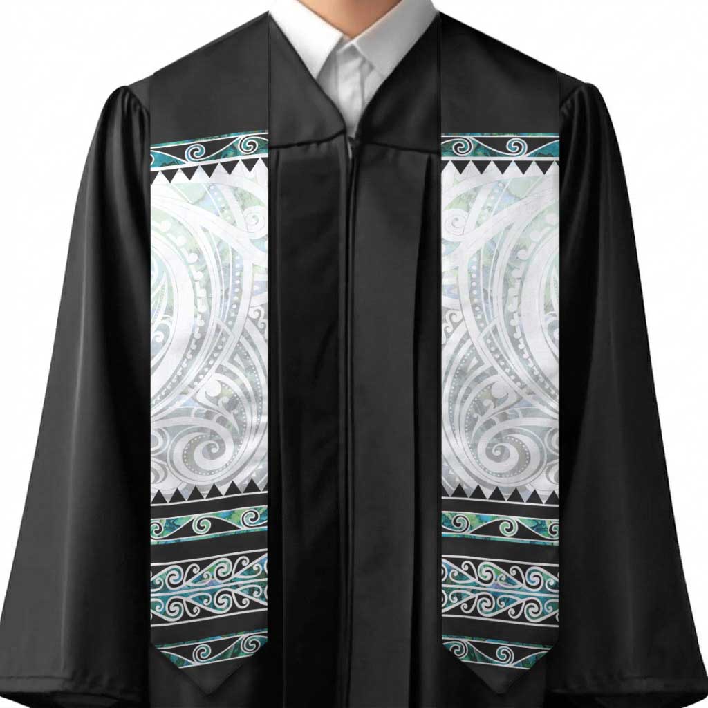 New Zealand Aotearoa Graduation Stole With Paua Shell Kowhaiwhai Pattern LT05 - Polynesian Pride